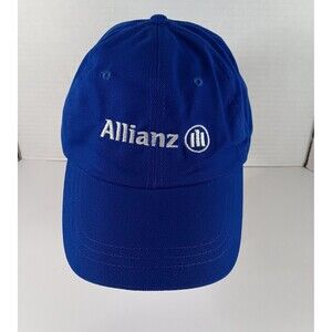 Allianz Hat Cap Blue White Adjustable Logo Promo Advertising Corduroy Head Shots